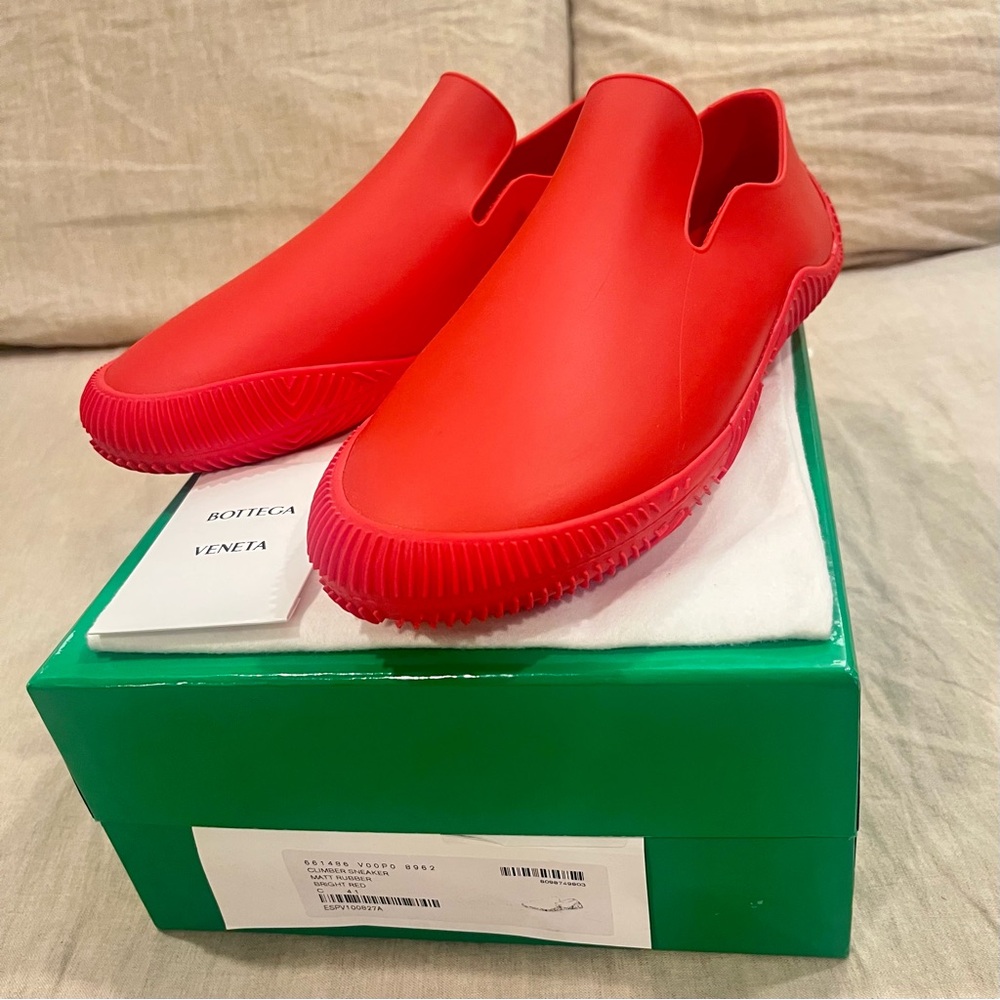 Rare Bottega Veneta Slip-On Shoe, Size 41, Bright Red, 661486